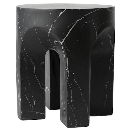 Leisuremod Crus Modern 18 in Round Fiberstone Side Table, 260 lb Capacity, Weather-Resistant, Fully Assembled CST17MBL