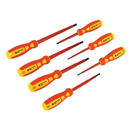 Performance Tool 7 pc. Electrical Screwdriver Set, Insulated Blades, Non-Slip Grip W30897