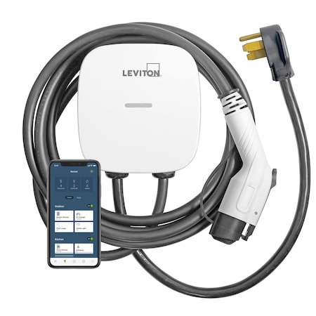 Leviton EV Series 240 40 Level 2 Electric Vehicle Charging Station With Wi-Fi 25 EV40P-000