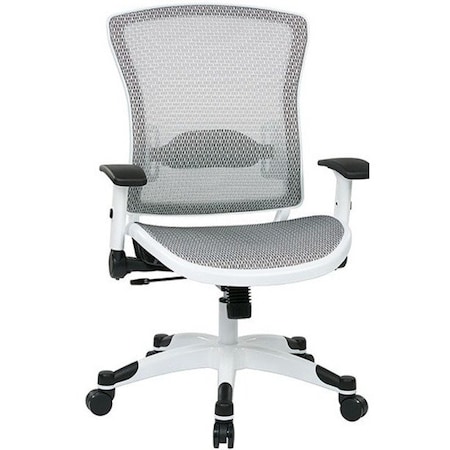 Office Star Managerial Chair Desk Chair, Adjustable Arms, 18-3/4" to 23" Height, Mesh, White 317W-W11C1F2W