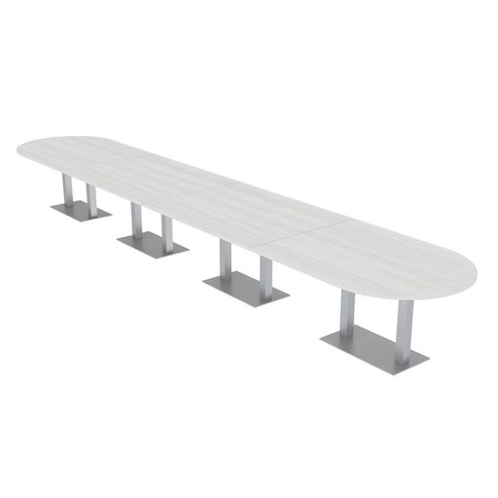 Skutchi Designs Racetrack Conference Table With Power Unit, 48 in W, 264 in L, White HAR-RAC-48X264-DOU-WA7976-NA
