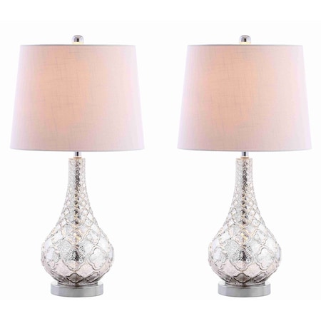 Jonathan Y Darren 25.5" Glass LED Table Lamp, Mercury Silver, 2PK JYL1077A-SET2