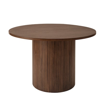 Homeroots 47" Natural Solid Wood Pedestal Base Round Top Dining Table 633115