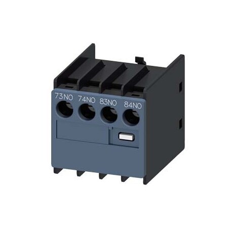 Siemens auxiliary switch, on the front, 2 NO, 73/74, 83/84, current path: 1 NO, 1 3RH2911-1LA20