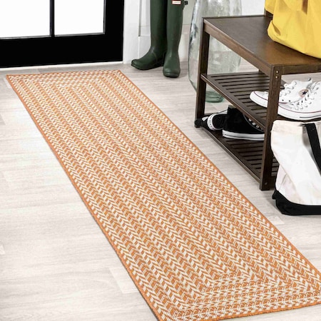 Jonathan Y Chevron Modern Concentric Squares Orange/Cream 2 ft. x 8 ft. Indoor/Outdoor Runner Rug SMB206C-28