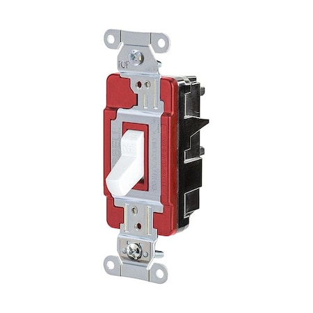 Hubbell Wall Switch, 1 hp, Toggle, 20 A, White HBL1221STW