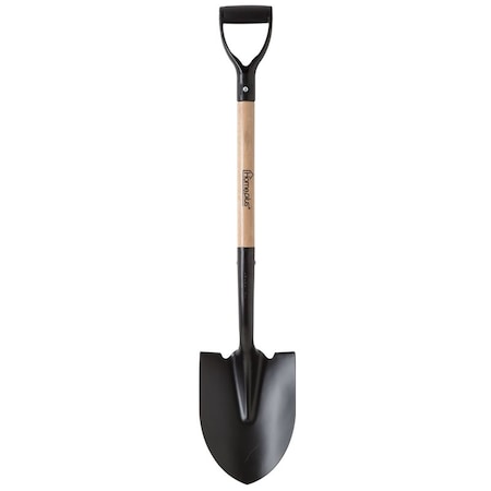 Home Plus+ 39 in. Steel Round Digging Shovel Wood Handle PRY-P