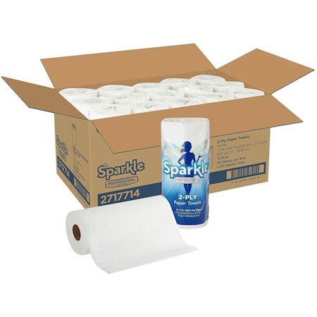 Georgia-Pacific Sparkle Perforated Roll Paper Towels, 2 Ply, 85 Sheets, 60 ft, White, 15 PK 2717714