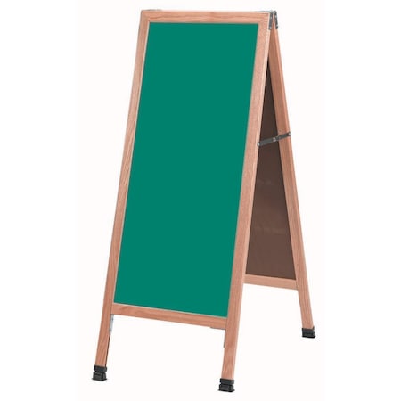 Aarco A-Frame Sidewalk Board, Green Porcelain Chalkboard and Solid Red Oak Frame, 42''Hx18''W A-311SG