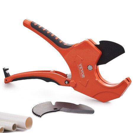 Vevor PVC Pipe Cutter Ratcheting PVC Pipe Cutter 0-2-1/2 in O.D. & Spare SK5 Blade CT-1076