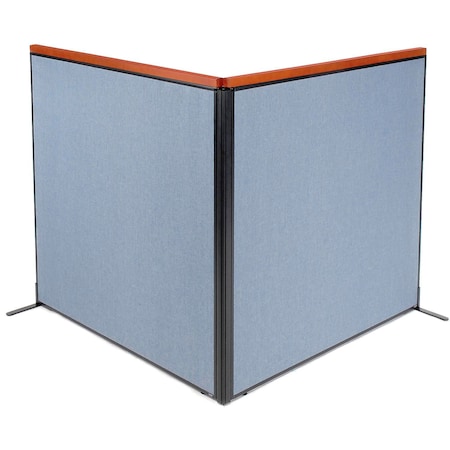 Global Industrial Interion Deluxe Freestanding 2-Panel Corner Room Divider, 60-1/4"W x 61-1/2"H, Blue 695157BL