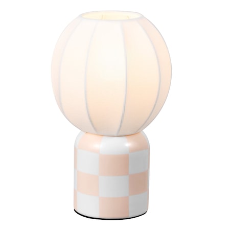 Jonathan Y Valarie 10.25" Contemporary Modern Checkerboard Ceramic w/Ribbed Cocoon Globe Shade LED Mini Table L JYL4203A