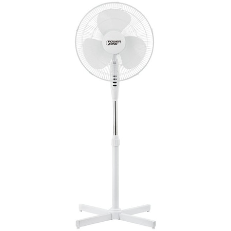 Powerzone PowerZone FS-40E Oscillating Floor Fan, 3-Blade, 3-Speed, 120 V, White FS-40E