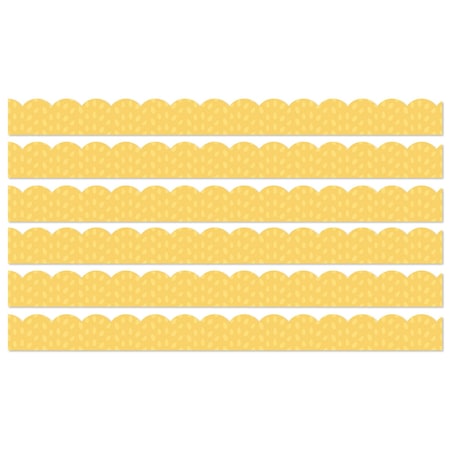 Carson Dellosa Grow Together Yellow with Painted Dots Scalloped Borders, 39 Feet Per Pack, 6PK 108490