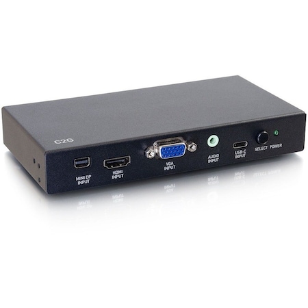 C2G MINI DISPLAYPORT, USB-C, HDMI, VGA+3.5MM 4K ADAPTER SWITCH TAA - 4K 60HZ 40850