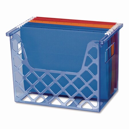 Officemate Blue Glacier Desktop File Organizer, 1 Section, Letter-Size, 8.63in. Long, Translucent Blue 23221