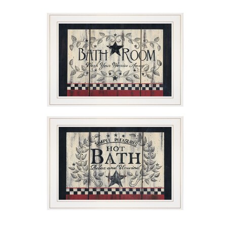 Homeroots Set Of Two Hot Bath 6 White Framed Print Bathroom Wall Art, 2PK 405909