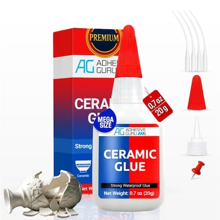 Adhesive Guru AG Ceramic Glue 0.7 oz. High-Strength Ethyl Cyanoacrylate Adhesive, Clear, Fast-Cure adgr_ceramic_glue_1pk