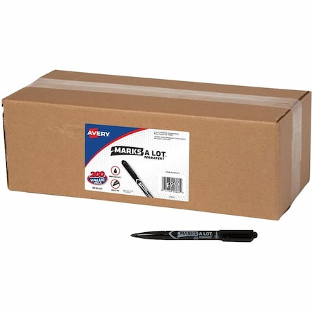 Avery Marks-A-Lot Value Pack Pen-Style Permanent Markers, Bullet Marker Point, Black Ink, 200PK 29850