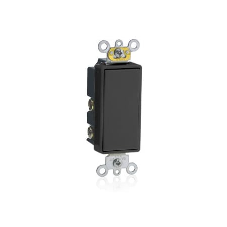 Leviton Decora Plus Rocker Dbl-Throw Ctr-OFF Momentary Contact Sgl-Pole AC Quiet Switch, 15A, 120/277V, Black 5685-2E