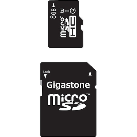 Gigastone 8 GB Class 10/UHS-I microSDHC - 48 MB/s Read - 10 MB/s Write - 10 Year Warranty GS-2IN1C1008G-R