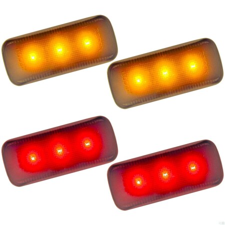 Recon 10-14 RAM DUALLY FENDER LENSES 2 RED/2 AMBER LED LIGHTS CLEAR LENS CHR 264137CL