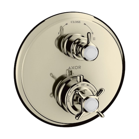 Axor Montreux Thermostatic Trim with Volume Control and Diverter- Cross-Handle in Polished Nickel 16820831