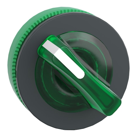 Schneider Electric Head for illuminated selector switch, Harmony XB5, universal LED, green handle, flush, 22mm, 2 positions, stay put ZB5FK1233