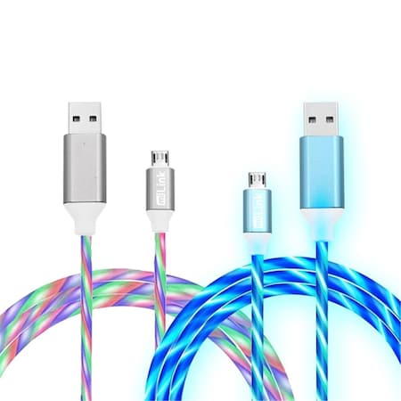 Data Processorme 6 Lighted Micro USB Charging Cable with Glowing Light Streamer, 2PK DA3742541