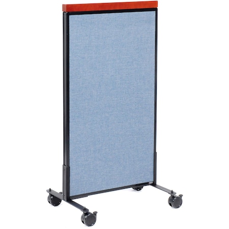 Global Industrial Interion Mobile Deluxe Office Partition Panel, 24-1/4"W x 46-1/2"H, Blue 694964MBL