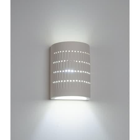 Luxury Lighting Zenia 8.5 in Tall Ceramic Outdoor Wall Light, Punched Groove Pattern, Paintable White Bisque Finish 100-01-W-u/d-7