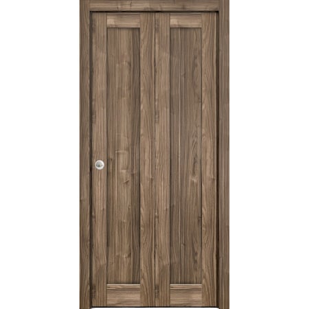 Sartodoors Sliding Closet Bi-fold Doors Walnut Solid Core Modern Interior QUADRO4111BF-WLN-56 x 96 (2* 28x96)