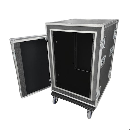 Calzone Cases ATA 300 Shock Mount Rack Case, 16U x 24inD, EIA Rails, 2.2lb Foam, 400lb Shock Casters, Black CZS50ZR-16SP24F