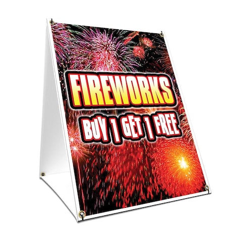 Signmission Fireworks Buy 1 Get 1 Free, 24 Inch x 18 Inch A-frame Yard Sign, Plastic Sign SBC-1824-Fireworks Buy 1 Get 1 Free