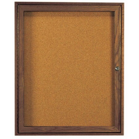 Aarco Enclosed Bulletin Board Red Oak Frame Walnut Stained, 36''Hx30''W WBC3630R
