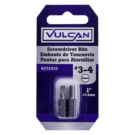 Vulcan Screwdriver Bit, Hex Shank, S2 Chrome Molybdenum Steel 306192OR