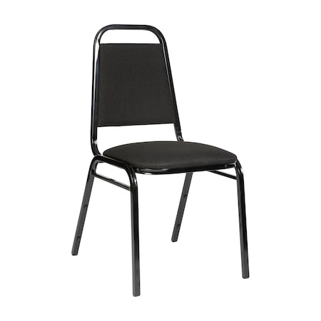 Flash Furniture HERCULES Series Trapezoidal Back Stacking Banquet Chair in Black Fabric - Black Frame FD-BHF-2-BK-BK-GG
