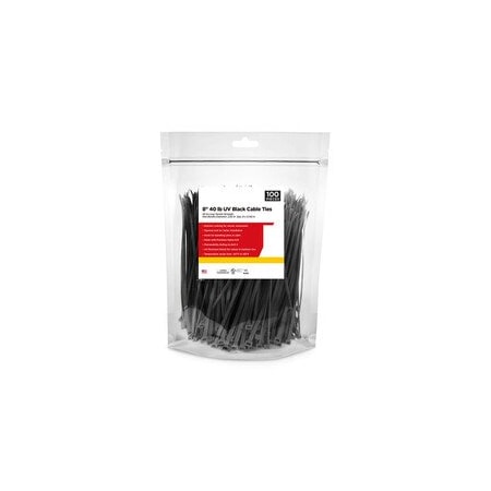Cable Wholesale UV Rated Cable Tie, Black, 40lb, 8in, 100pc 30CV-01081BK