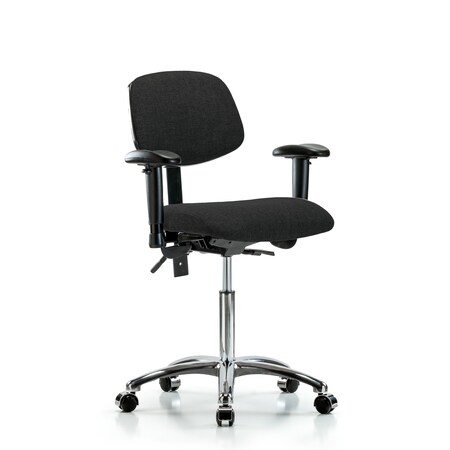 Blue Ridge Ergonomics Chair, Fab, Med Bench, Chr Tilt AA Cast Blk, 6-Way Adjustable, 22" to 29" Height, Black BR-FMBCH-CR-T1-A1-NF-CC-F42