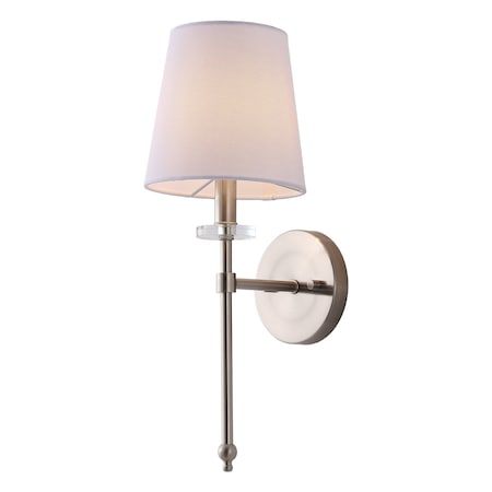 Jonathan Y Olivia 6.5 in. 1-Light Contemporary Traditional Candlestick Metal/Crystal LED Vanity Light w/Fabric JYL9920D