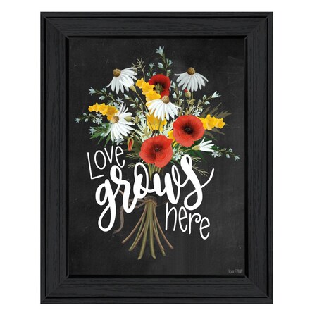 Homeroots Love Grows Here 6 Black Framed Print Wall Art 407676