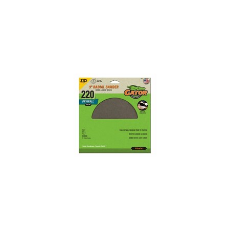 Ali Industries Radial Sander Drywall Sanding Discs, Hook & Loop, 220 Grit, 9 In., 5-Pk. 6445GA