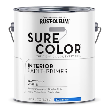 Rust-Oleum Sure Color Eggshell White Water-Based Paint + Primer Interior 1 gal 380217