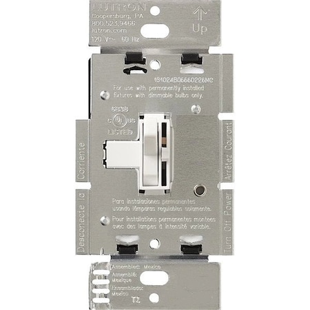 Lutron Lighting Dimmer, Toggle, Fluorescent, White AYF-103P-277-WH
