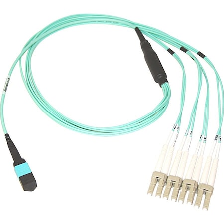 Cable Wholesale Plenum Fiber Optic Cbl, 40 Gigabit QSFP 40GBase-SR4 to MTPMPO/LC4 Duplex LC, OM3, 50/125, 10 meter MPLC-31010