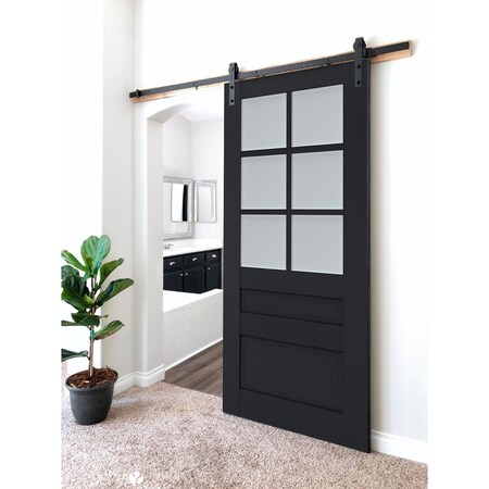 Sartodoors Sturdy Barn Door Frosted Glass 30x80 Solid Core Modern Interior VEREGIO7339BD-B-ANT-30