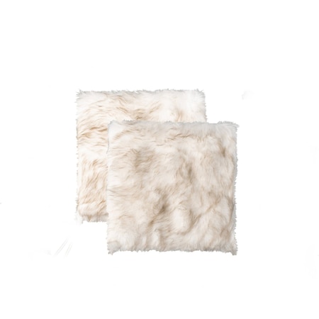 Homeroots Set Of Two 17" X 17" Gradient Tan Faux Fur Dining Chair Pad 476611