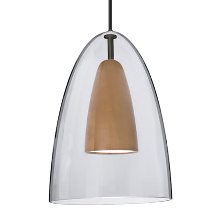 Besa Lighting Besa Dano Pendant, Clear/Medium, Black Finish, 1x 9W LED 1JT-DANOCLMD-LED-BK