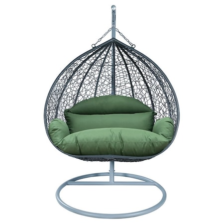 Leisuremod Teardrop Hanging Swing Chair with Stainless Steel Stand, 440 lb Capacity, Weatherproof RSCGR-57DG