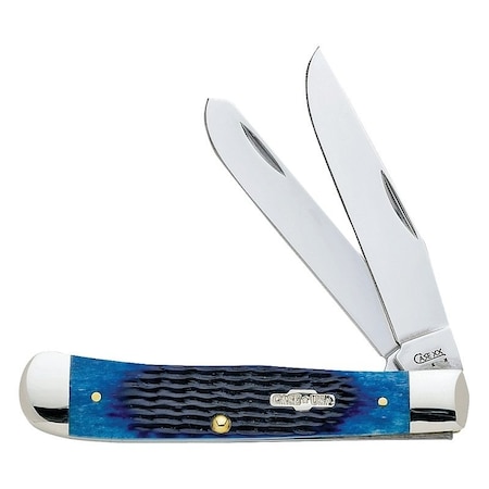 Case CASE 02800 Folding Pocket Knife, 3-1/4 in Clip, 3.27 in Spey L Blade, 2-Blade, Blue Handle 2800